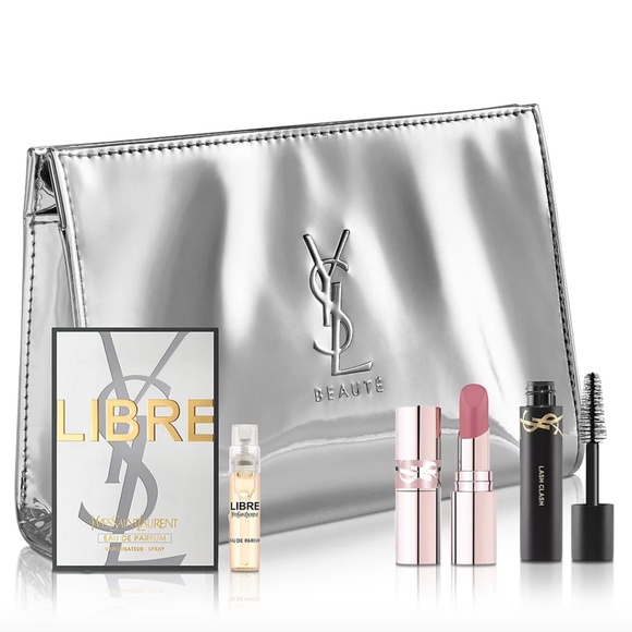 NEW YSL SET OF 4 siler metallic pouch set - Picture 1 of 1